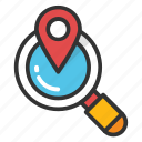 discovery, find location, global location search, global view, globe with magnifier 