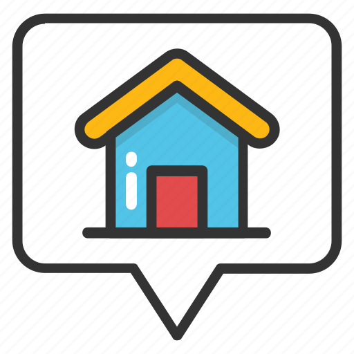 Home inside pin, home location, housing area, location map pin, residential pin icon - Download on Iconfinder