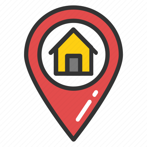 Home inside pin, home location, housing area, location map pin, residential pin icon - Download on Iconfinder