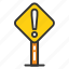 attention concept, road exclamation sign, road hazard sign, warning road sign 