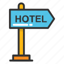 guidepost, hotel direction, hotel sign, hotel signage, signboard