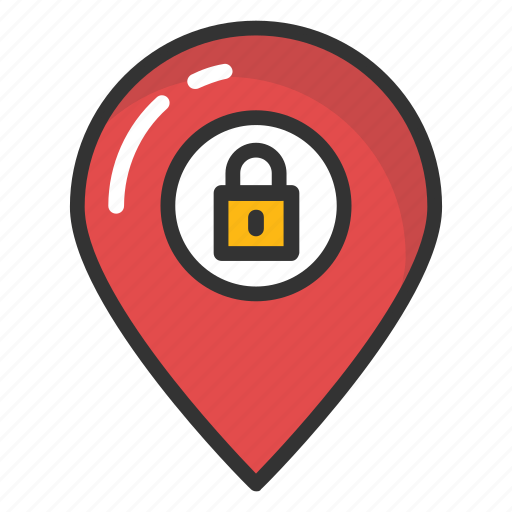 Location lock, locked place, map pointer lock, private location, security concept icon - Download on Iconfinder
