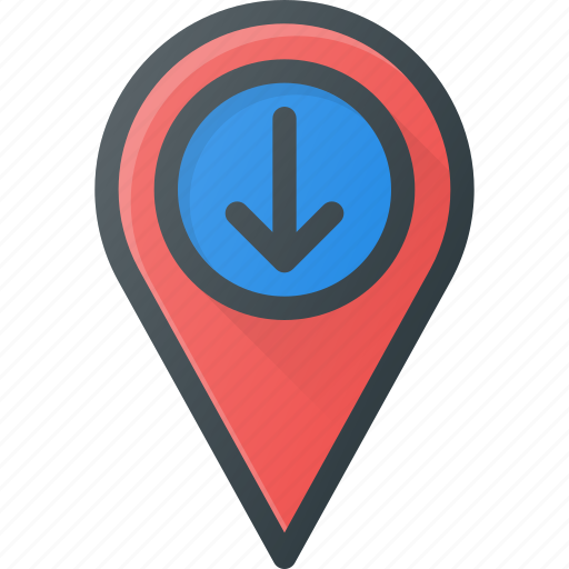 Down, geolocation, location, map, pin icon - Download on Iconfinder