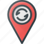 geolocation, location, map, pin, refresh, reload 