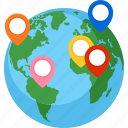 globe, location, pin, world map