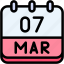 calendar, march, seven, date, monthly, time, and, month, schedule 