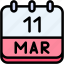 calendar, march, eleven, date, monthly, time, and, month, schedule 