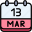 calendar, march, thirteen, date, monthly, time, and, month, schedule 