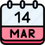 calendar, march, fourteen, date, monthly, time, and, month, schedule 