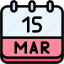calendar, march, fifteen, date, monthly, time, and, month, schedule 