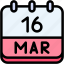 calendar, march, sixteen, date, monthly, time, and, month, schedule 