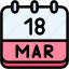 calendar, march, eighteen, date, monthly, time, and, month, schedule 