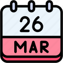 calendar, march, twenty, six, date, monthly, time, month, schedule