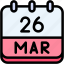 calendar, march, twenty, six, date, monthly, time, month, schedule 