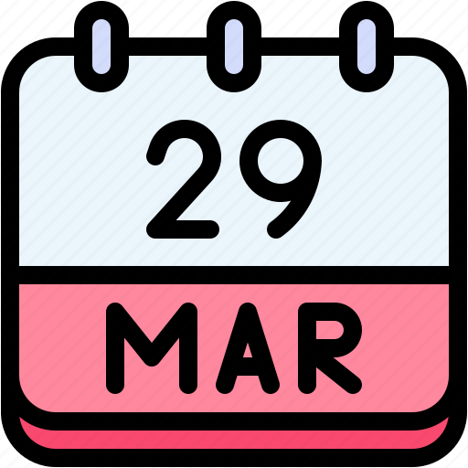 Calendar, march, twenty, nine, date, monthly, time icon - Download on Iconfinder
