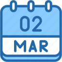 calendar, march, two, 2, date, monthly, time, month, schedule