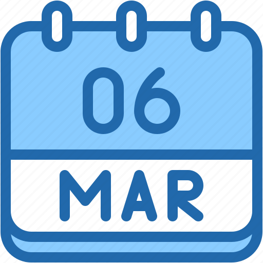 Calendar, march, six, date, monthly, time, and icon - Download on Iconfinder