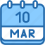 calendar, march, ten, date, monthly, time, and, month, schedule 