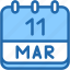 calendar, march, eleven, date, monthly, time, and, month, schedule 