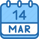 calendar, march, fourteen, date, monthly, time, and, month, schedule