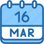 calendar, march, sixteen, date, monthly, time, and, month, schedule 