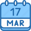 calendar, march, seventeen, date, monthly, time, and, month, schedule 