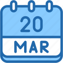 calendar, march, twenty, date, monthly, time, and, month, schedule