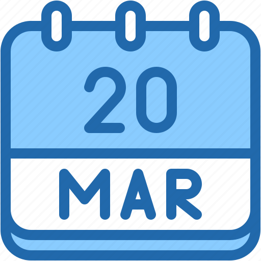 Calendar, march, twenty, date, monthly, time, and icon - Download on Iconfinder