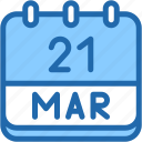 calendar, march, twenty, one, date, monthly, time, month, schedule