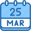 calendar, march, twenty, five, date, monthly, time, month, schedule 