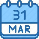 calendar, march, thirty, one, date, monthly, time, month, schedule