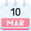 calendar, march, ten, date, monthly, time, and, month, schedule 