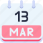 calendar, march, thirteen, date, monthly, time, and, month, schedule 