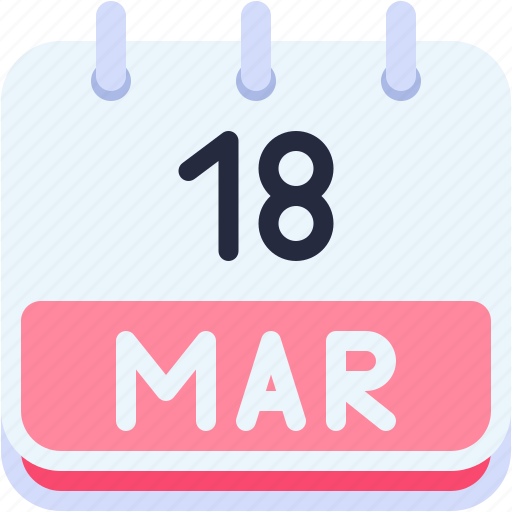 Calendar, march, eighteen, date, monthly, time, and icon - Download on Iconfinder