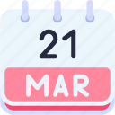 calendar, march, twenty, one, date, monthly, time, month, schedule