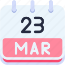 calendar, march, twenty, three, date, monthly, time, month, schedule