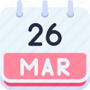 calendar, march, twenty, six, date, monthly, time, month, schedule