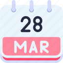 calendar, march, twenty, eight, date, monthly, time, month, schedule