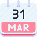 calendar, march, thirty, one, date, monthly, month, schedule