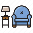 chair, furniture, lamp, reading, table 