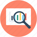 analytics, infographic, magnifier, magnifying lens, search graph