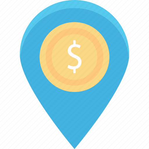 Bank location, dollar, location pin, map locator, map pin icon - Download on Iconfinder