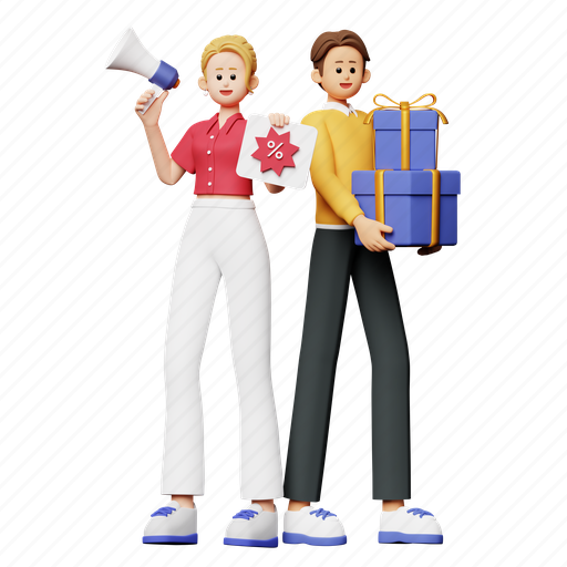 Marketing, advertising, business, megaphone, announcement, discount, gift 3D illustration - Download on Iconfinder