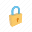 lock, security, secure, key, safety, locked, 3d icon