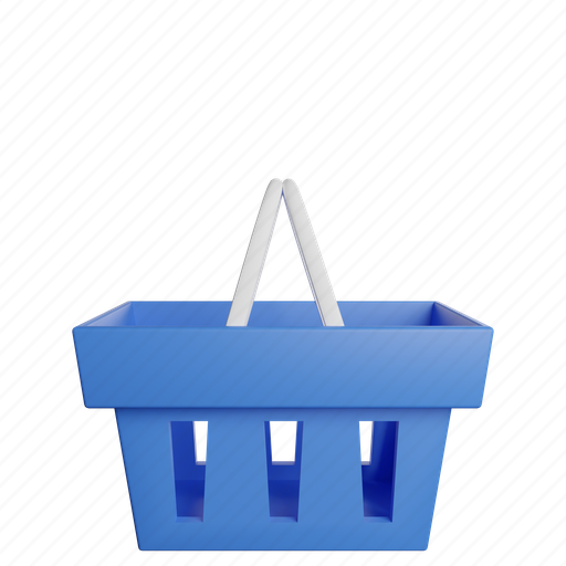 Basket, shop, blue, front, shopping, ecommerce, cart 3D illustration - Download on Iconfinder