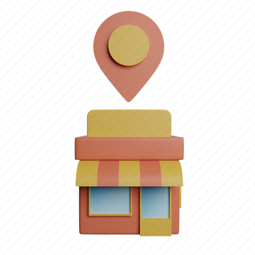 Store, location, front, map, pin, pointer 3D illustration - Download on Iconfinder