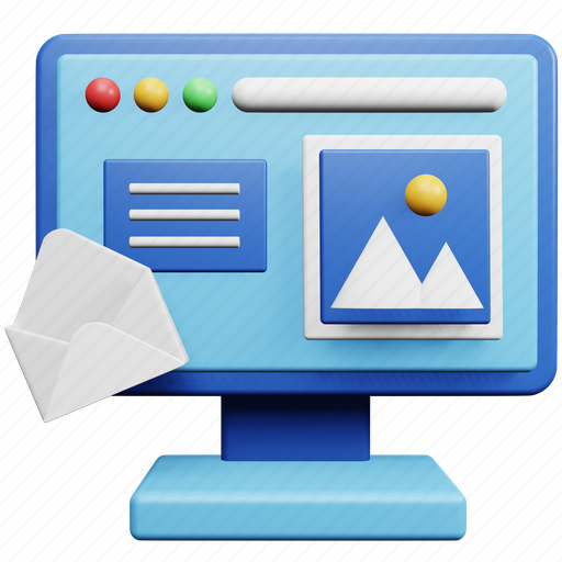 Mail, service, marketing, computer, online, message 3D illustration - Download on Iconfinder