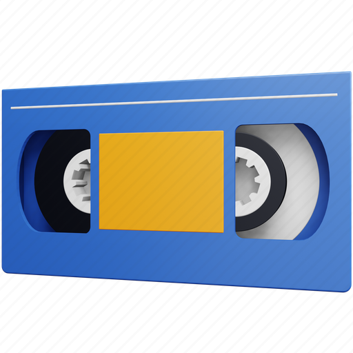 Vhs, tape, marketing, video, entertainment, cassette, retro 3D illustration - Download on Iconfinder