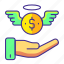 business, dollar, finance, fly, hand, money, wing 
