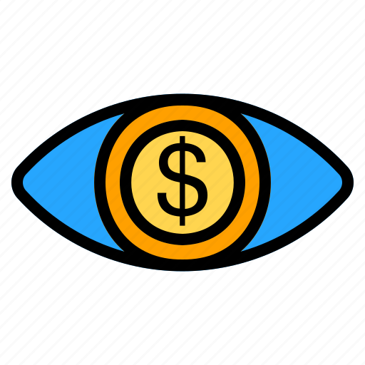 Eye, view, vision, see, look, money, coin icon - Download on Iconfinder